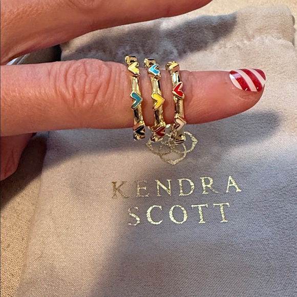 Nwot Kendra Scott Haven Heart ring set gold red blue black jewelry size 7 - Picture 6 of 6